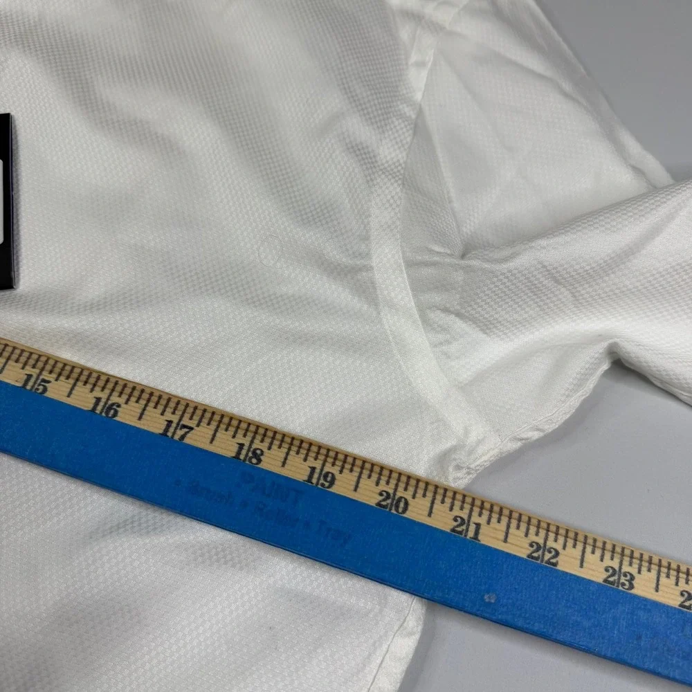 David Donahue Dress Shirt Mens 15 32/33 White Textured French Cuff Cotton NEW